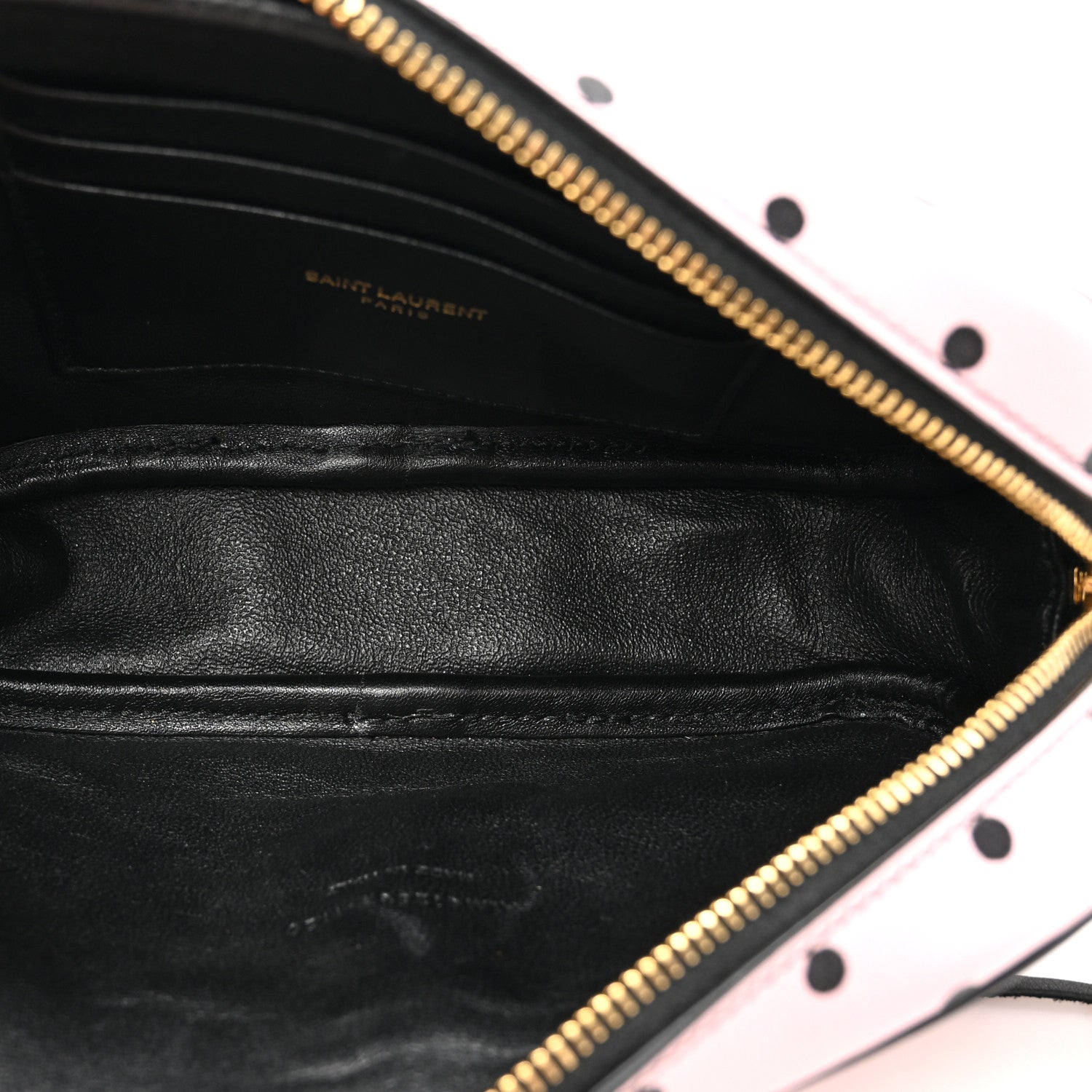 Saint Laurent Calfskin Printed Polka Dot Mini Lou Camera Bag Pink Black 5 of 13