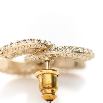 Chanel Crystal Timeless CC Earrings Light Gold 5 of 5