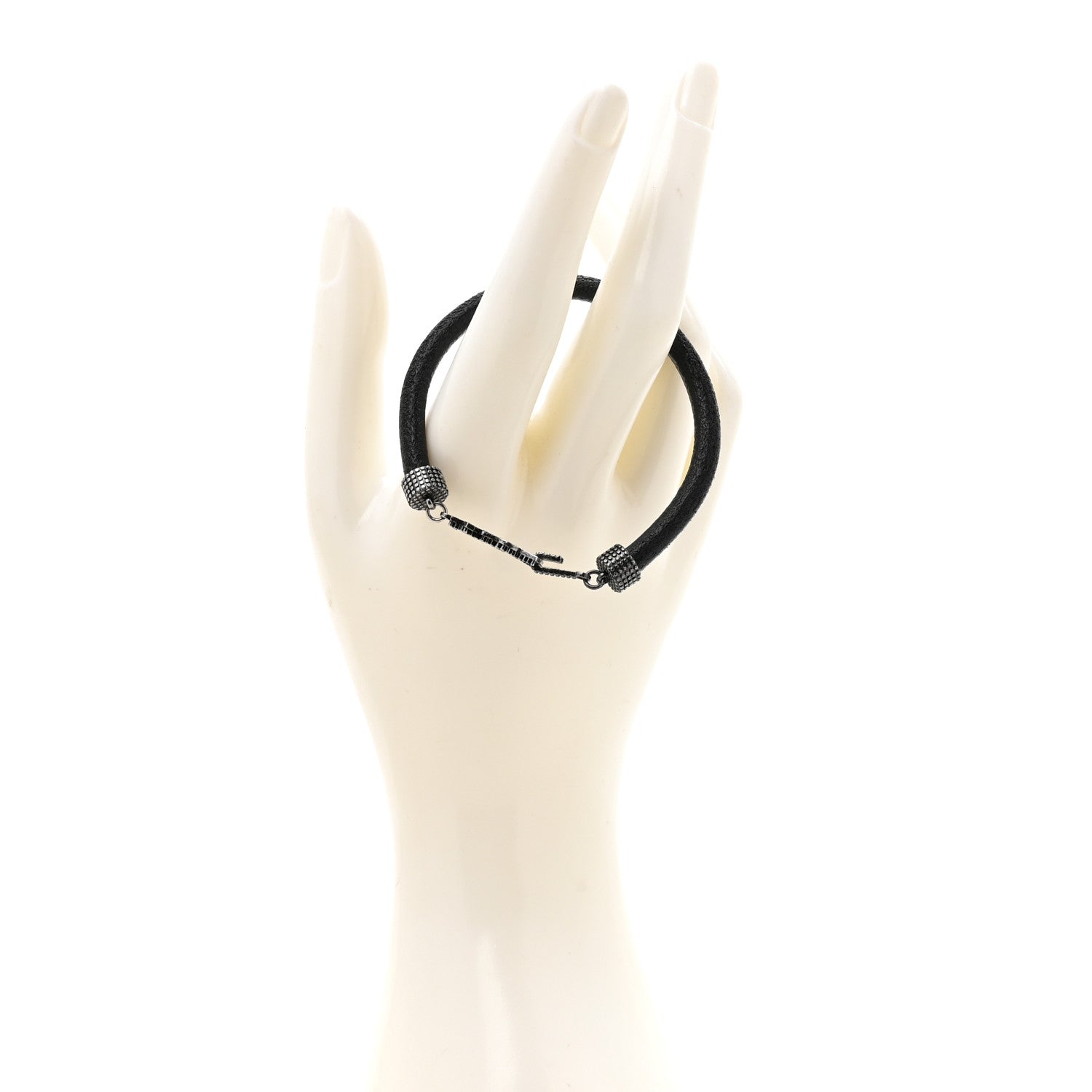 Saint Laurent Crinkled Calfskin Opyum Bracelet Black 2 of 4