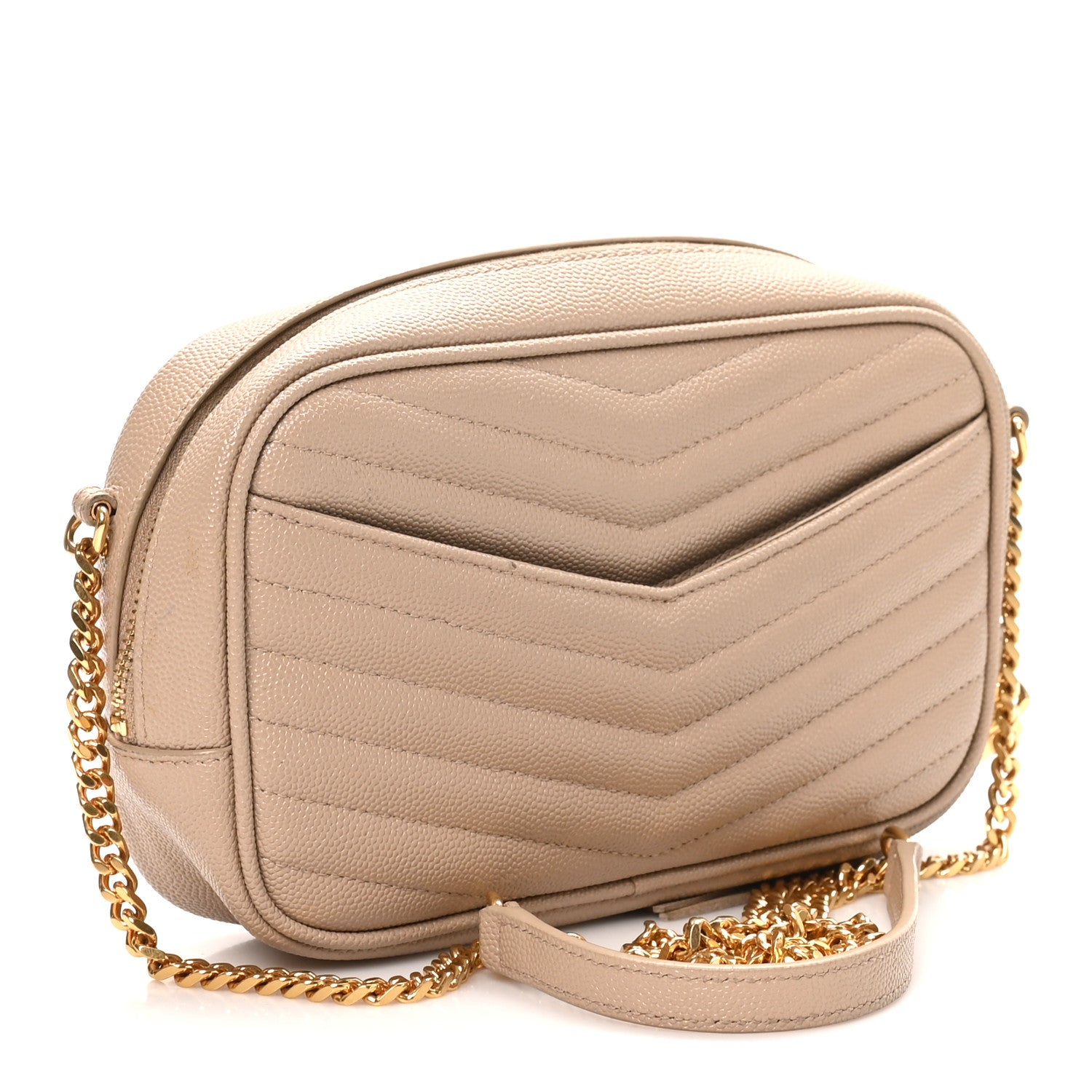 Saint Laurent Grain De Poudre Matelasse Monogram Mini Lou Camera Bag Dark Beige 3 of 11