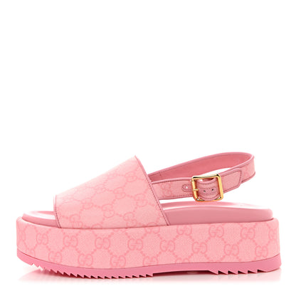 Gucci GG Supreme Monogram Granada Kid Angelina Platform 35mm Slingback Sandals 37.5 Cotton Candy Dark Cotton Candy Wild Rose 1 of 9