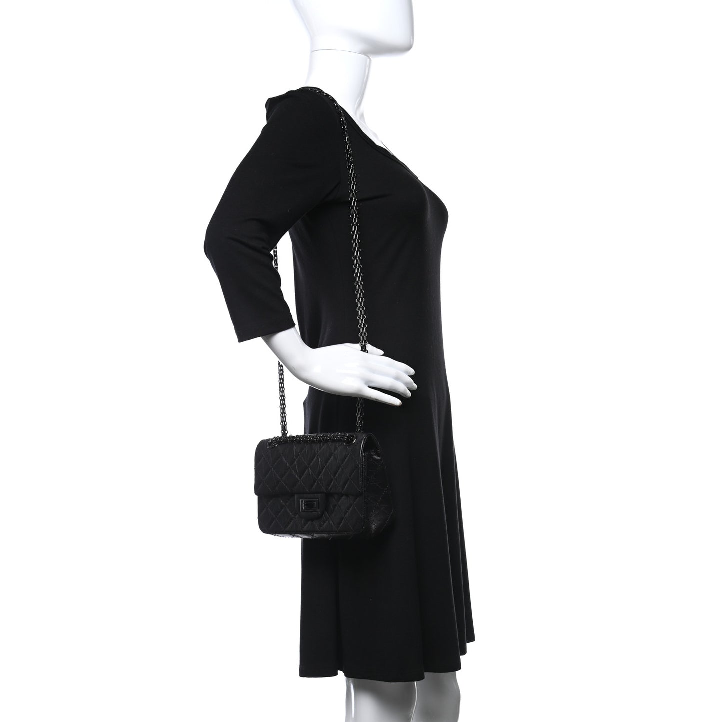 Aged Calfskin Quilted 2.55 Reissue Mini Flap So Black