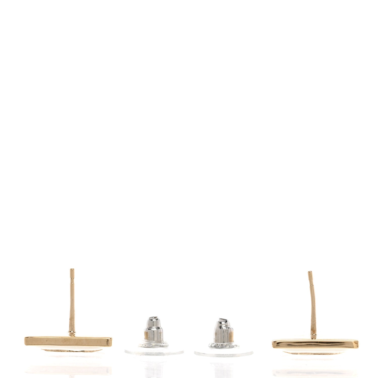 Chanel Metal Enamel CC Square Earrings Gold White Black 4 of 5