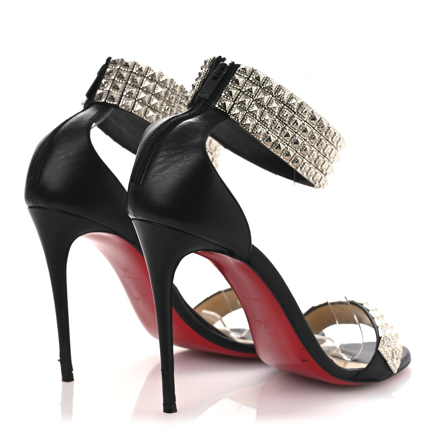 Christian Louboutin Nappa Priyadora 100 Studded Sandals 39 Black Silver 5 of 14
