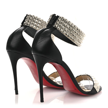 Christian Louboutin Nappa Priyadora 100 Studded Sandals 39 Black Silver 5 of 14