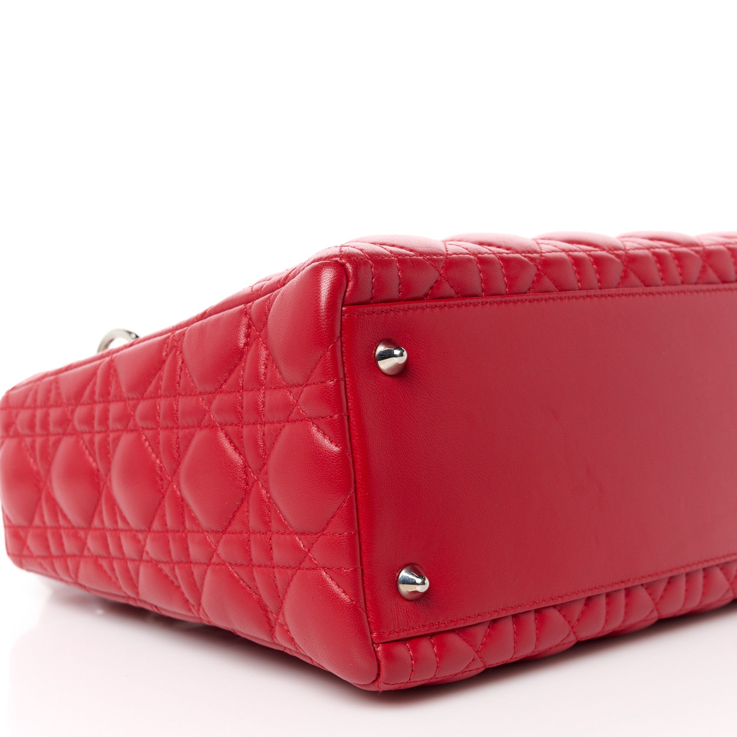 Christian Dior Lambskin Cannage Medium Lady Dior Red 9 of 10