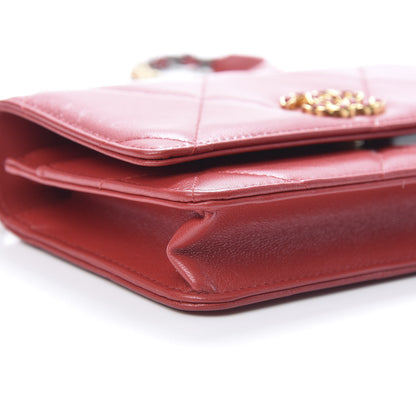 Chanel Shiny Goatskin Quilted 19 Wallet On Chain WOC Rouge 10 of 12