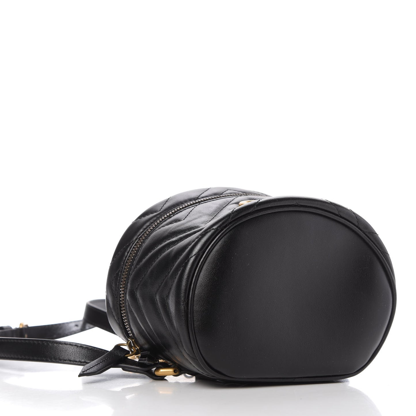 Calfskin Matelasse Mini GG Marmont Round Backpack Black