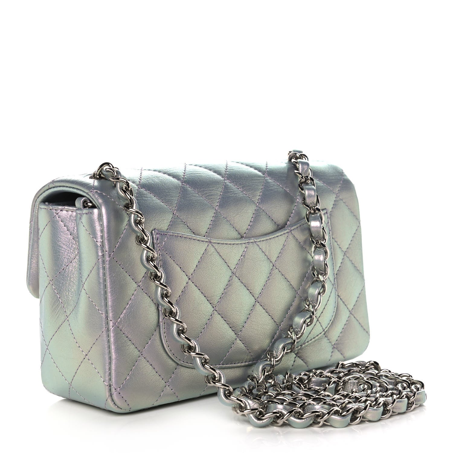 Chanel Iridescent Calfskin Quilted Mini Rectangular Flap Purple 3 of 11