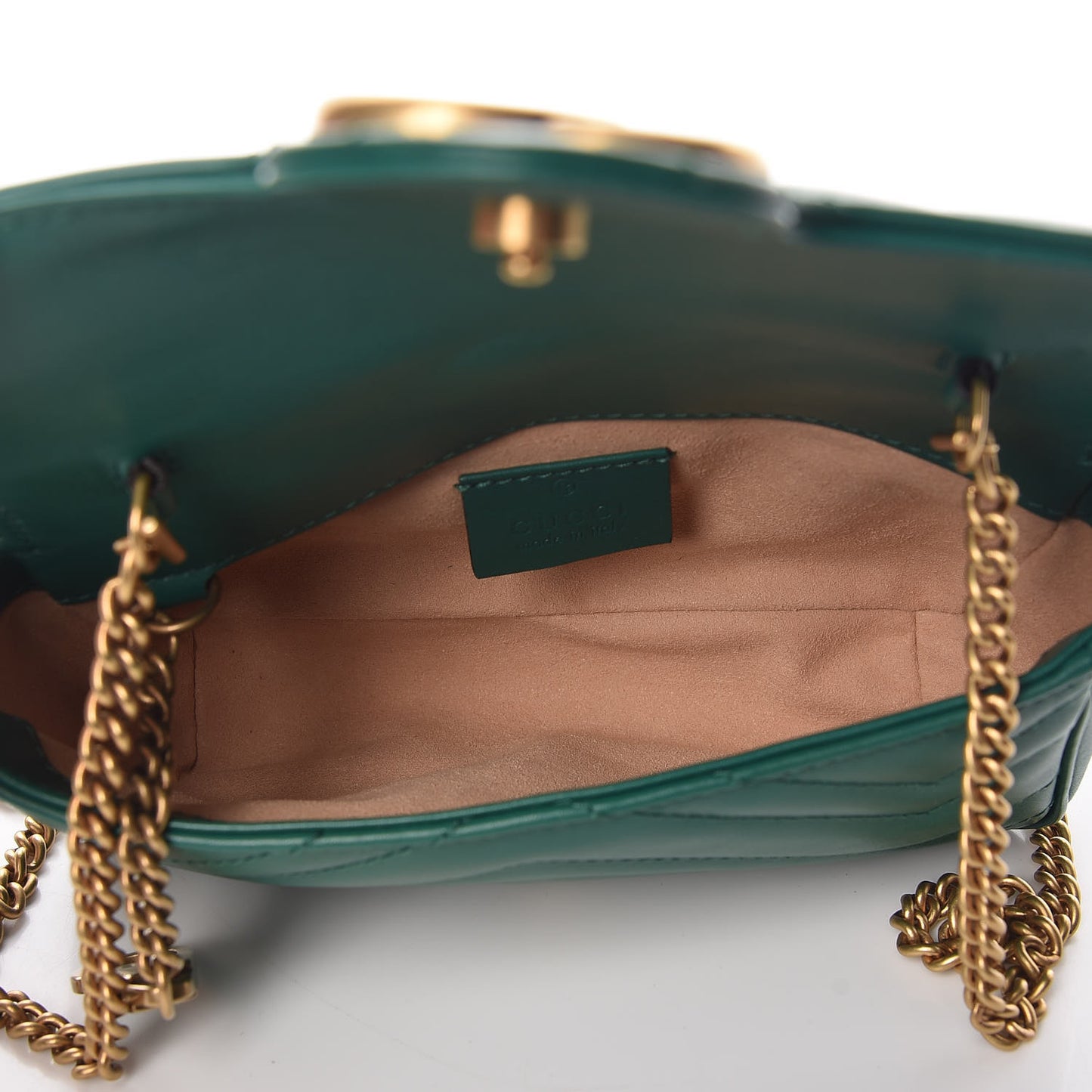 Calfskin Matelasse Super Mini GG Marmont Shoulder Bag Emerald Green