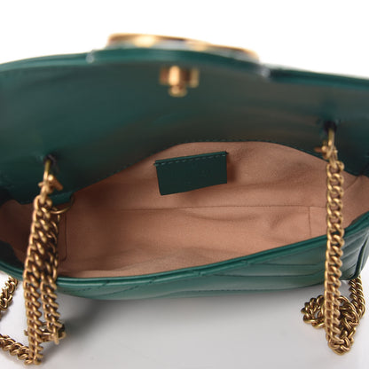 Gucci Calfskin Matelasse Super Mini GG Marmont Shoulder Bag Emerald Green 7 of 10