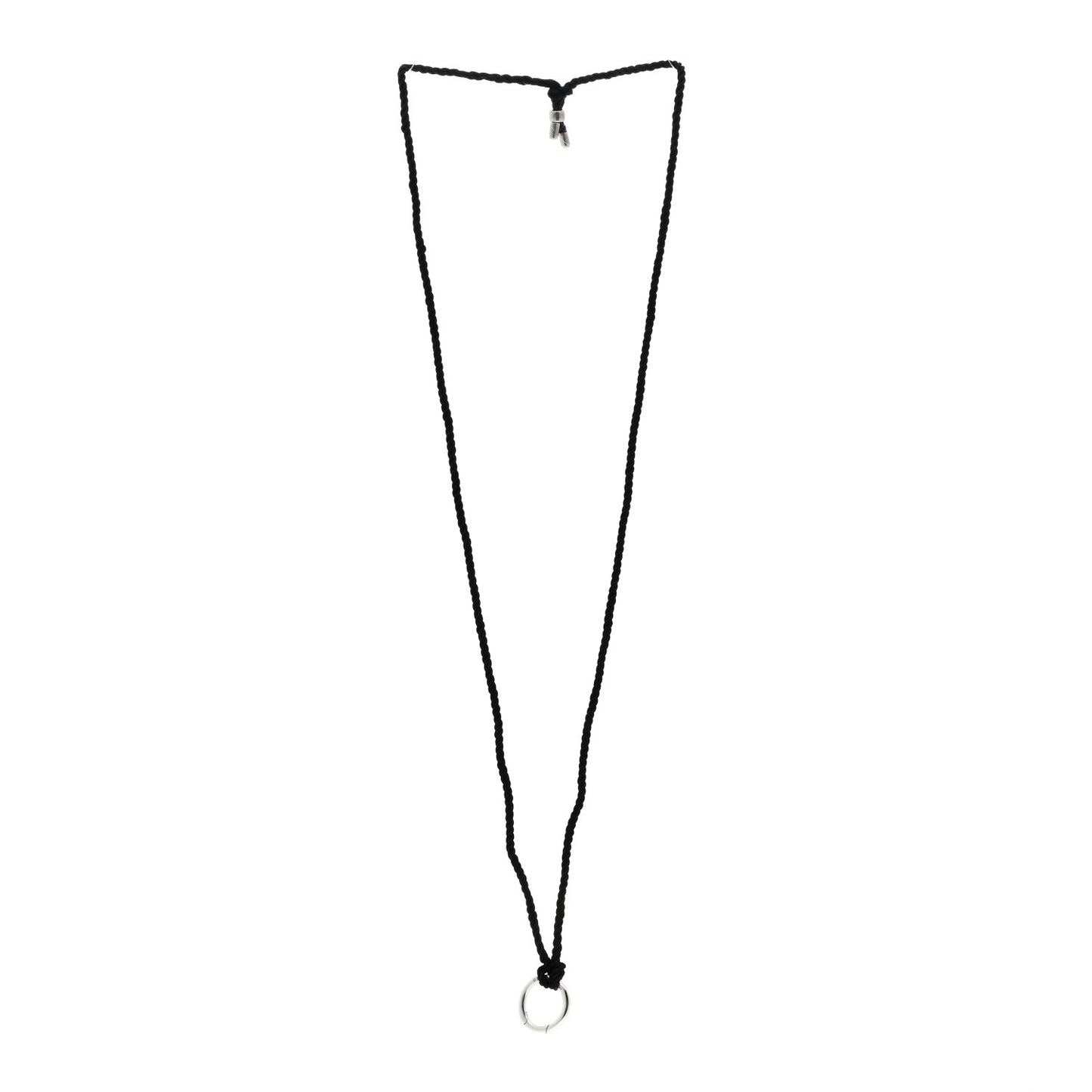 Sterling Silver Circle Clasp Cord Necklace Black