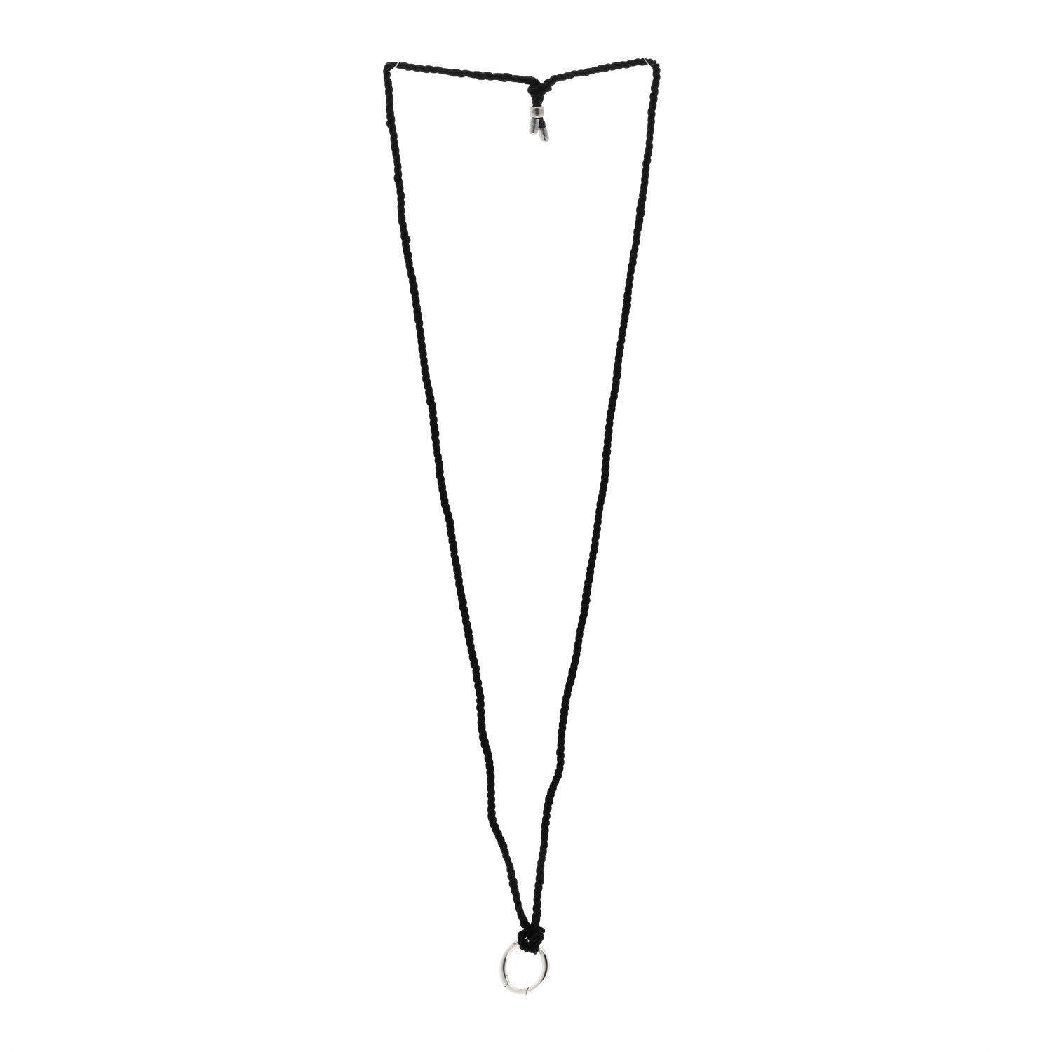 Tiffany Sterling Silver Circle Clasp Cord Necklace Black 3 of 4