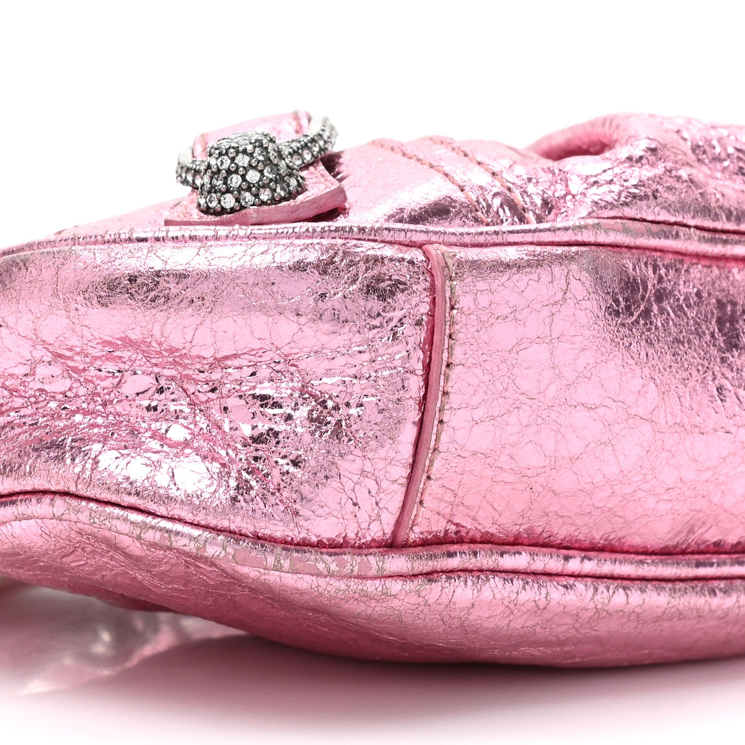 Balenciaga Metallic Agneau Arena Crystal Le Cagole Mini Purse With Chain Met Pink 10 of 16