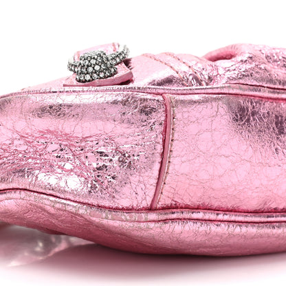Balenciaga Metallic Agneau Arena Crystal Le Cagole Mini Purse With Chain Met Pink 10 of 16