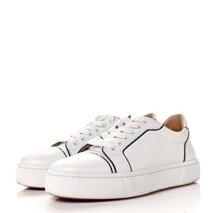 Christian Louboutin Calfskin Patent Vieirissima Flat Sneakers 38.5 White Black 3 of 8