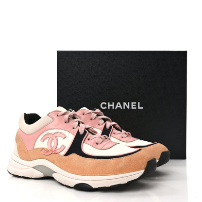 Chanel Nylon Lambskin Suede Calfskin CC Sneakers 40 Pink White Black 9 of 9