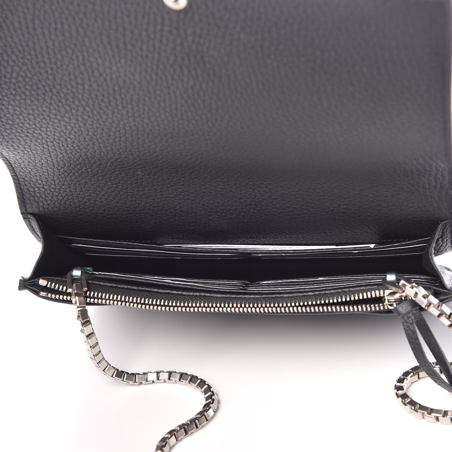 Balenciaga Grained Calfskin Classic Silver Hardware Wallet on Chain Black 5 of 7