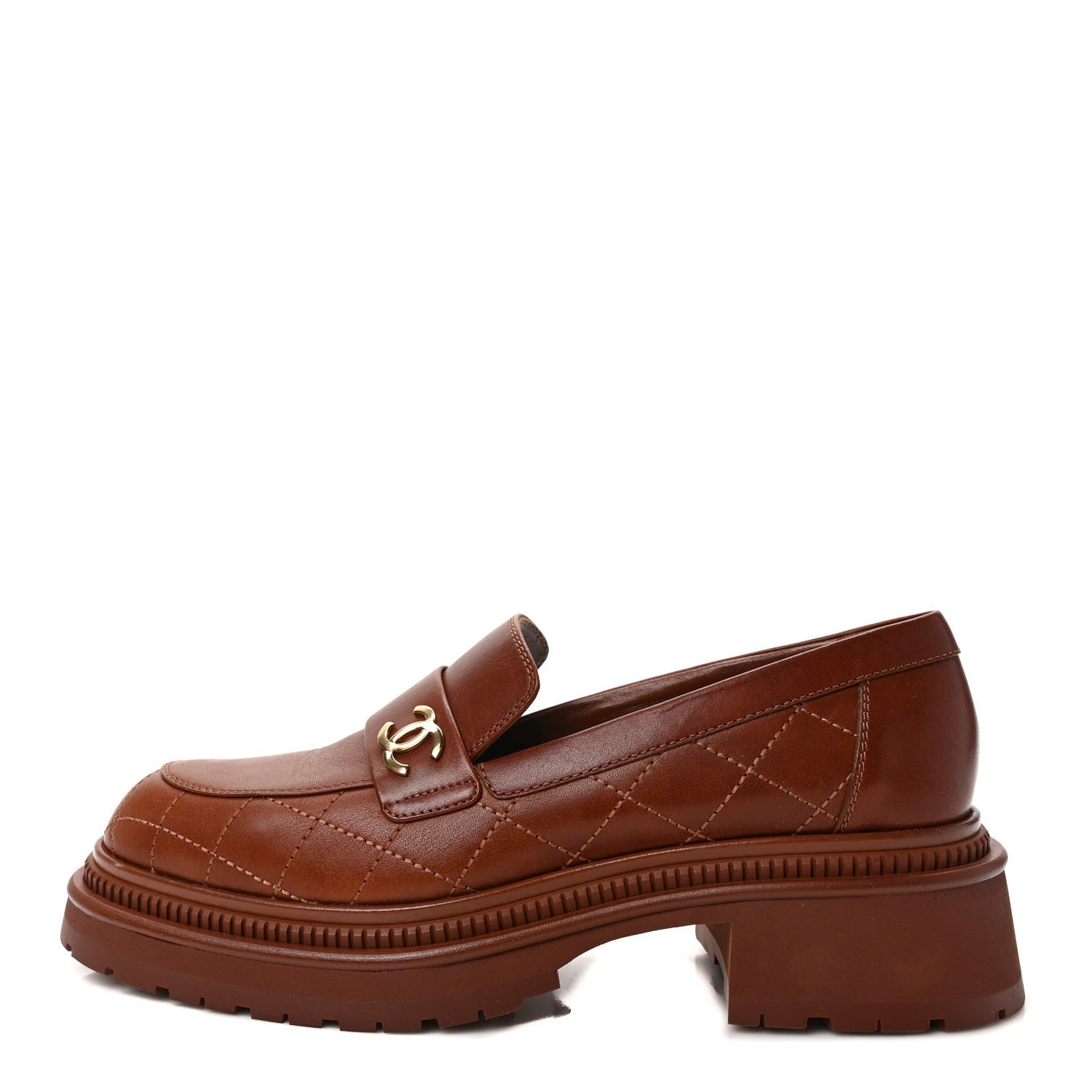Chanel Calfskin Quilted CC Mocassin Loafers 41 Light Brown 1 of 10