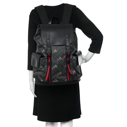 Gucci Soft GG Supreme Monogram Appia Calfskin Web Double Buckle Backpack Black 2 of 10