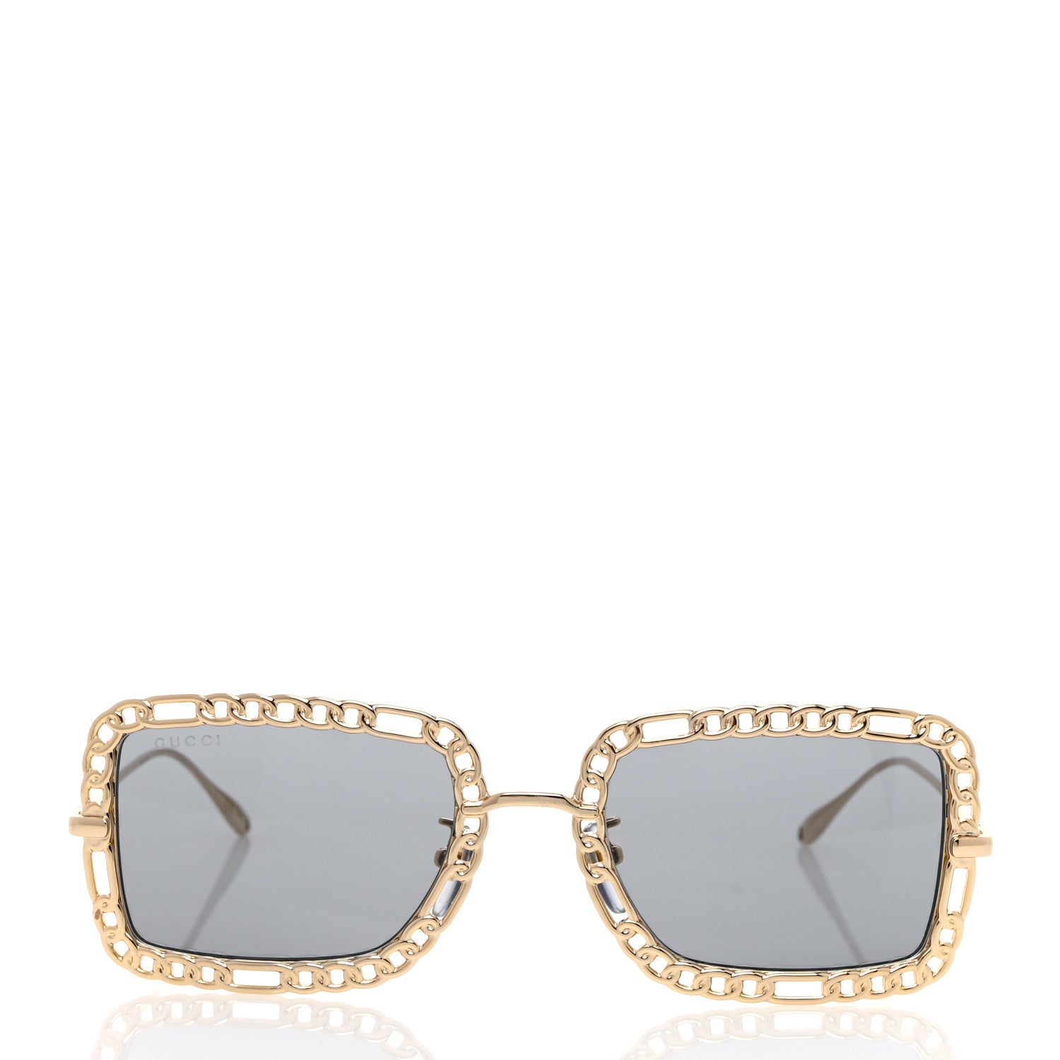 Gucci Rectangle Chain Sunglasses GG1112S Gold 2 of 8