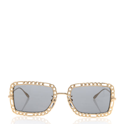 Gucci Rectangle Chain Sunglasses GG1112S Gold 2 of 8