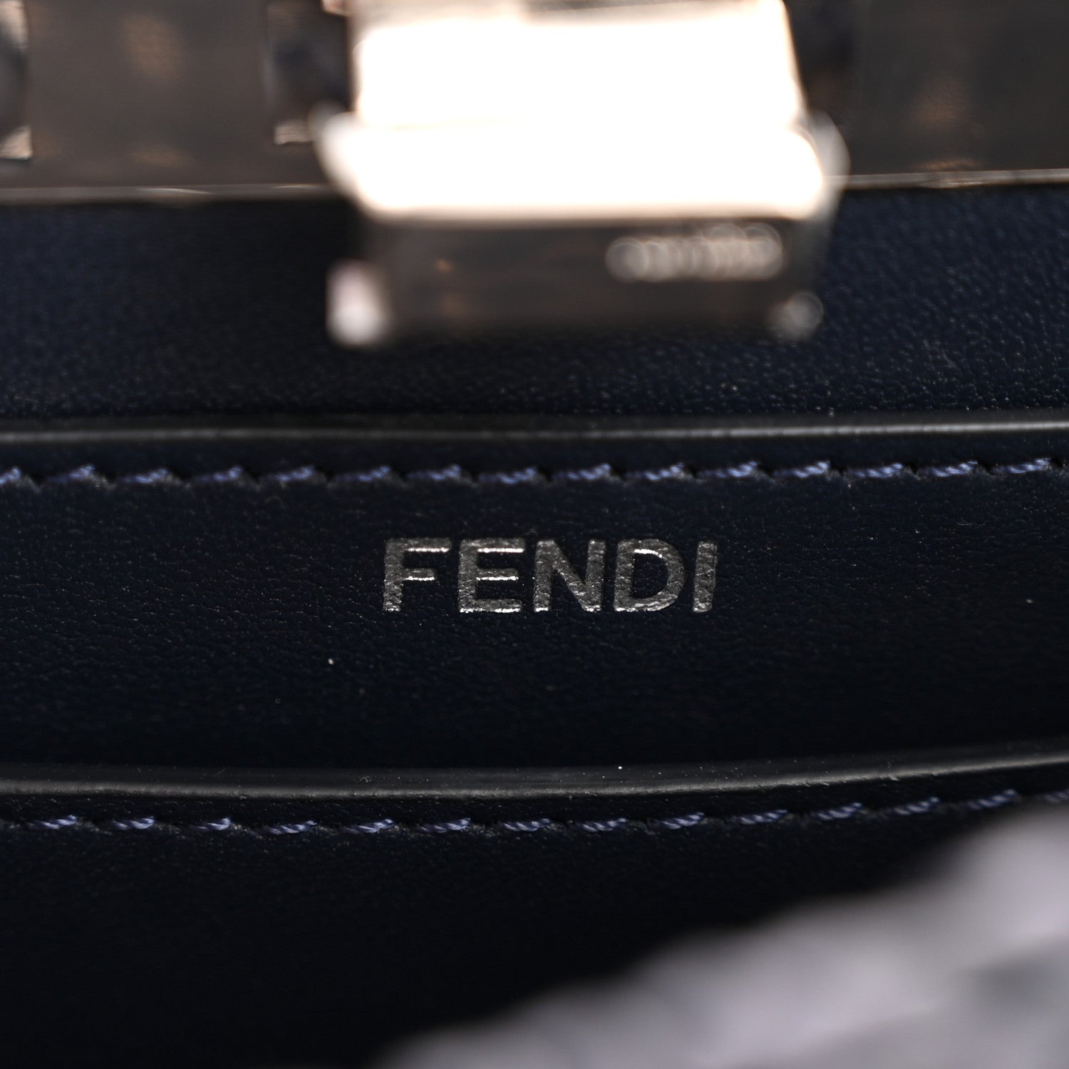 Fendi Vitello King Shiny Nappa Intreccio Petite Peekaboo I SEE U Satchel Midnight 6 of 12