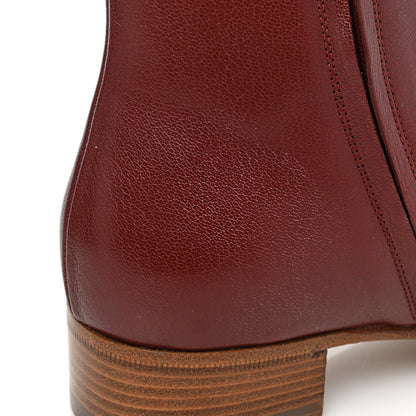 Gucci Goatskin Hills Logo Ankle Boots 36.5 Burgundy Beige 12 of 13