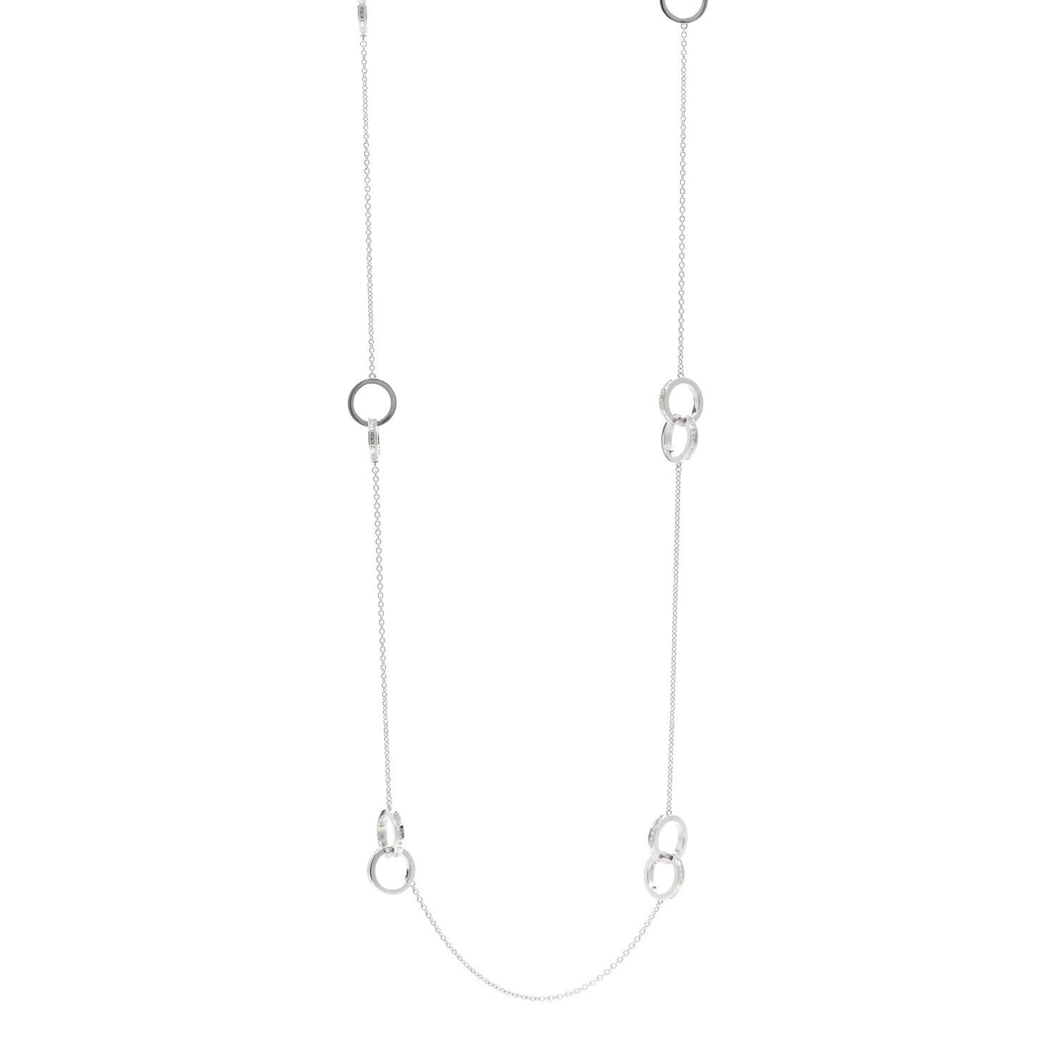 Tiffany Sterling Silver 1837 Interlocking Circles Station Long Necklace 1 of 4