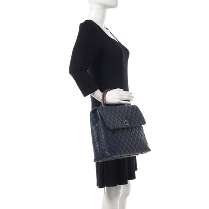 Chanel Caviar Lizard Quilted Large Coco Handle Flap Blue 2 of 10
