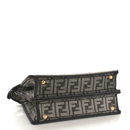Fendi Chenille Vitello Seta FF Small Peekaboo I SEE U Satchel Anthracite Asfalto 4 of 8
