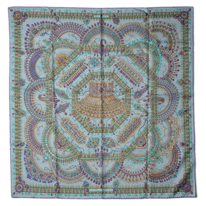 Hermes Silk Parures Des Maharajas Scarf 90 Gris Bleuete Violet Parme 2 of 8