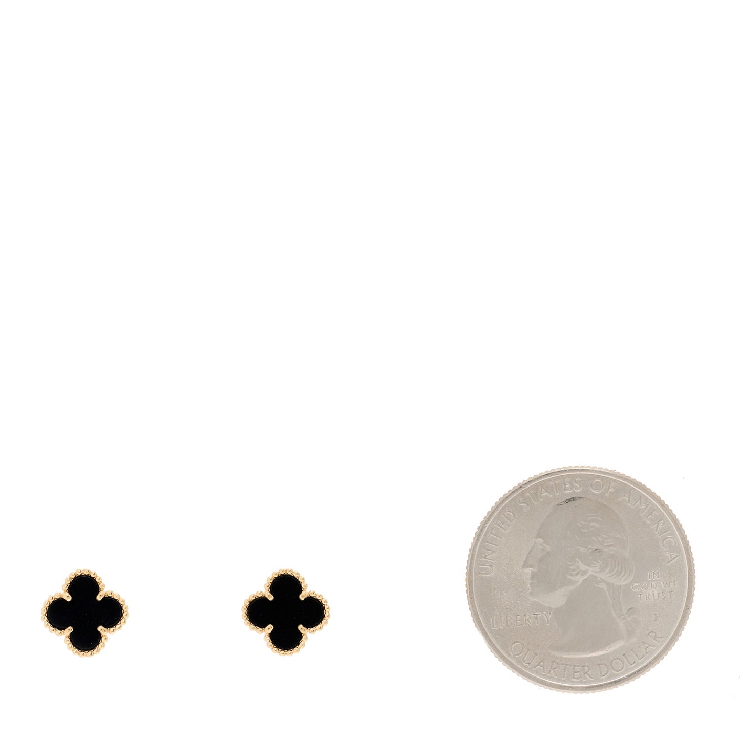 18K Yellow Gold Black Onyx Sweet Alhambra Earrings