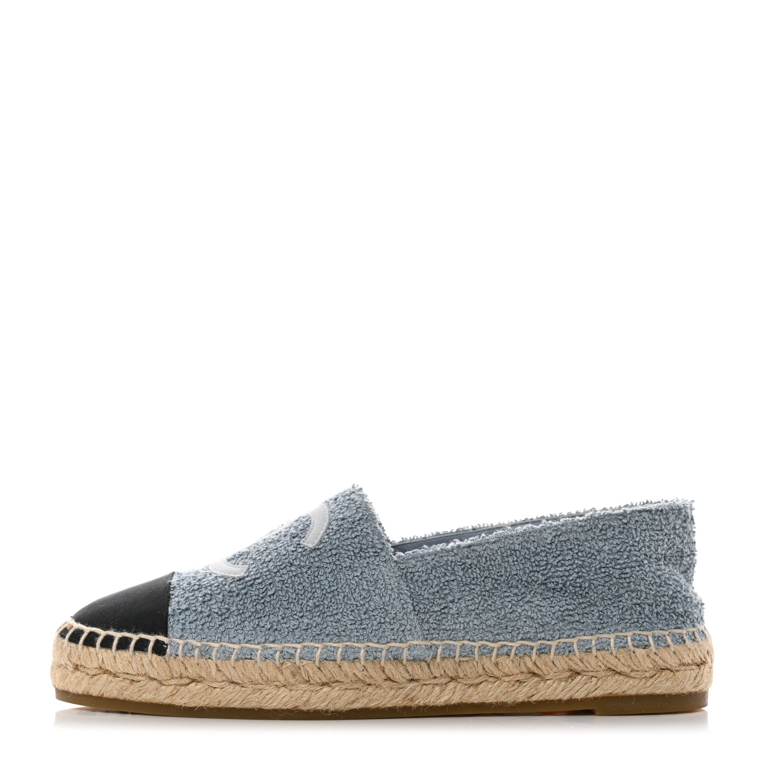 Chanel Fabric Grosgrain CC Espadrilles 38 Blue Light Gray Black 1 of 8