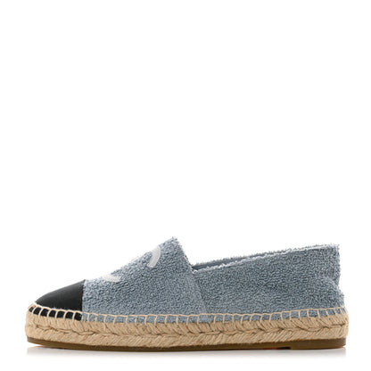 Chanel Fabric Grosgrain CC Espadrilles 38 Blue Light Gray Black 1 of 8
