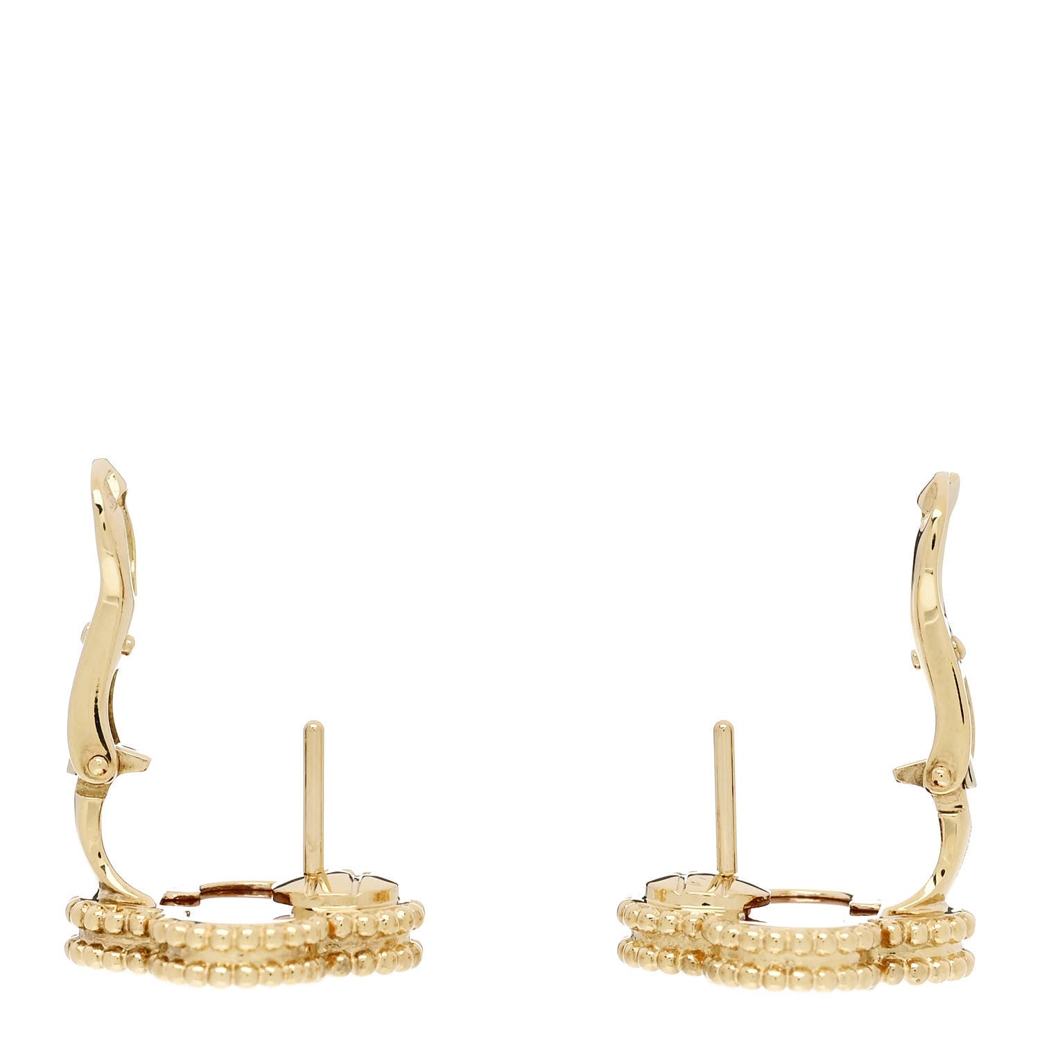 Van Cleef & Arpels 18K Yellow Gold Carnelian Vintage Alhambra Earrings 3 of 5