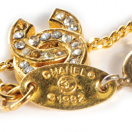 Crystal CC Chain Bracelet Gold