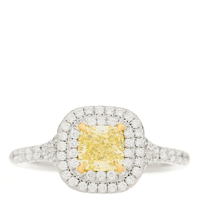 Tiffany Platinum 18K Yellow Gold Fancy Intense Yellow Diamond .75ct Soleste Engagement Ring 54 7 1 of 7