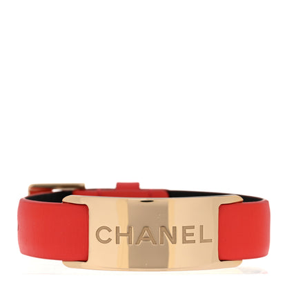 Chanel Calfskin Logo Buckle Bracelet Red 1 of 4
