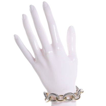 David Yurman Sterling Silver 18K Yellow Gold 17mm Extra Large Oval Link Bracelet 2 of 6