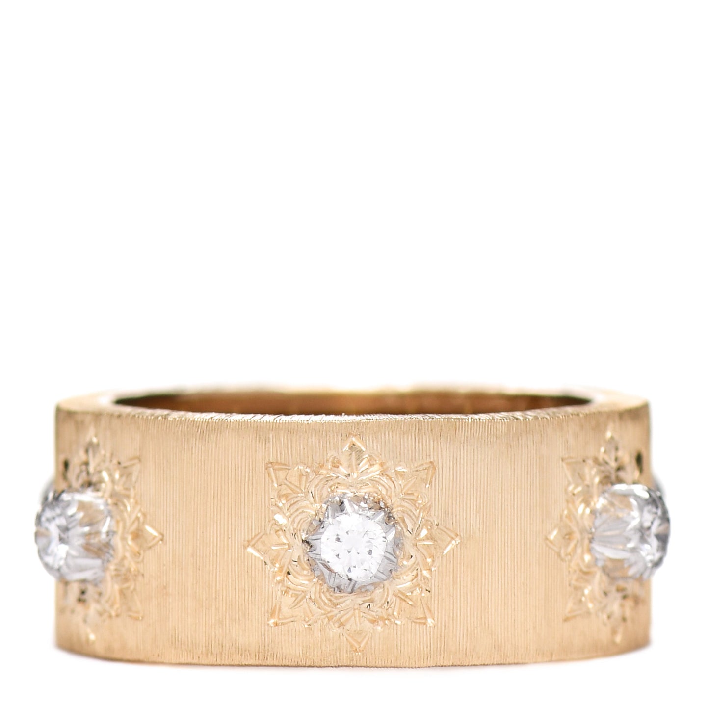 18K Yellow White Gold Diamond 8.5mm Macri Band Ring 51 5.75
