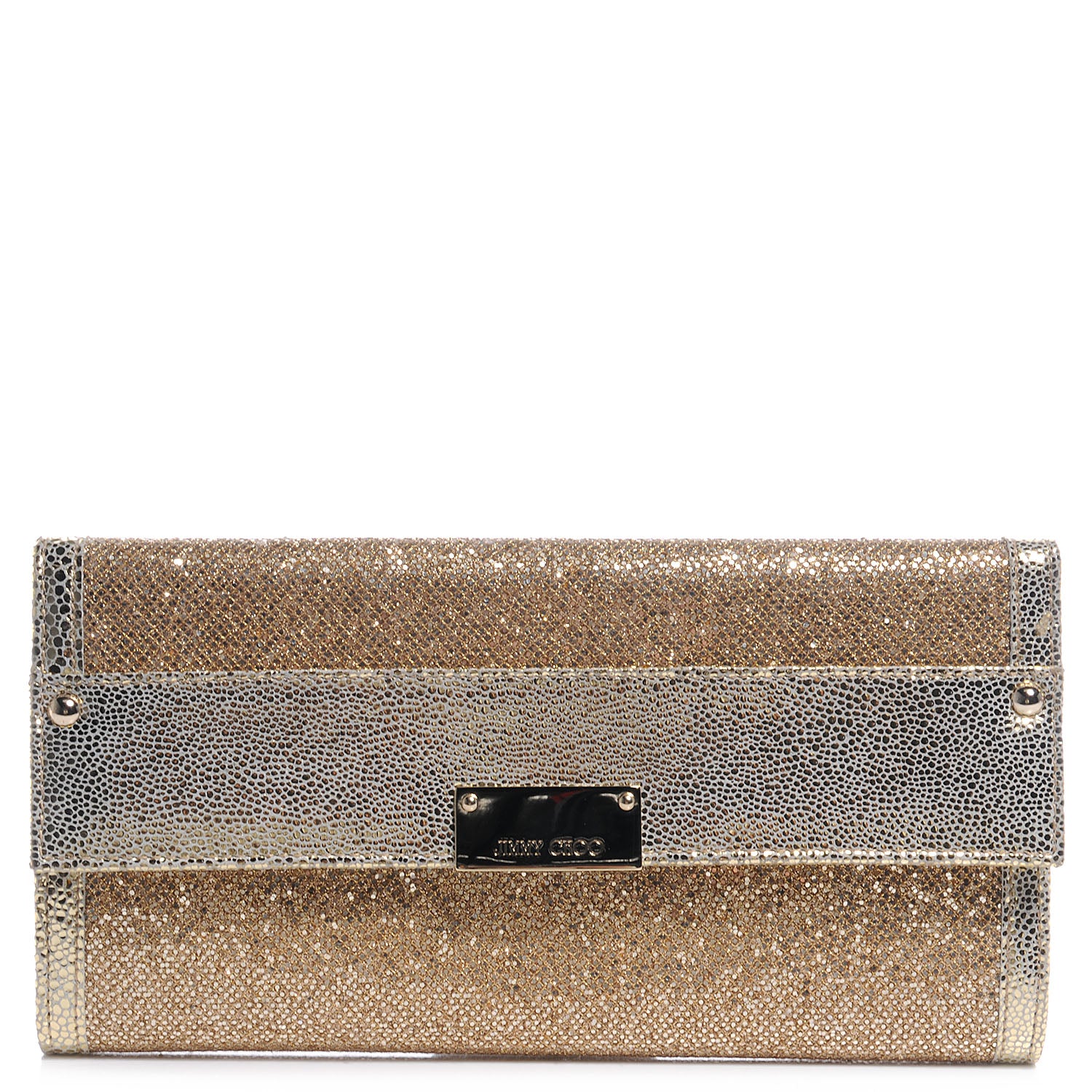 Jimmy Choo Glitter Fabric Reese Clutch Wallet Metallic 1 of 10