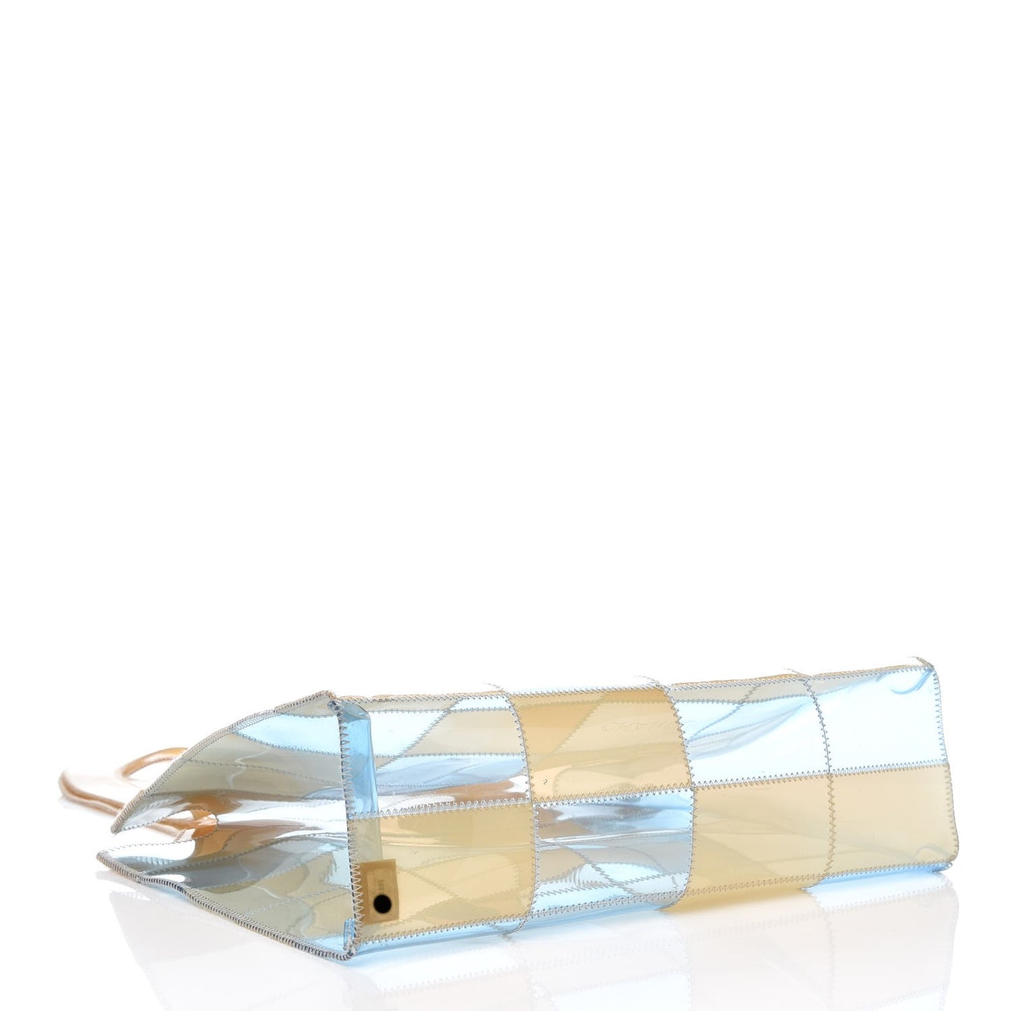 PVC Stitched Tote Beige Light Blue