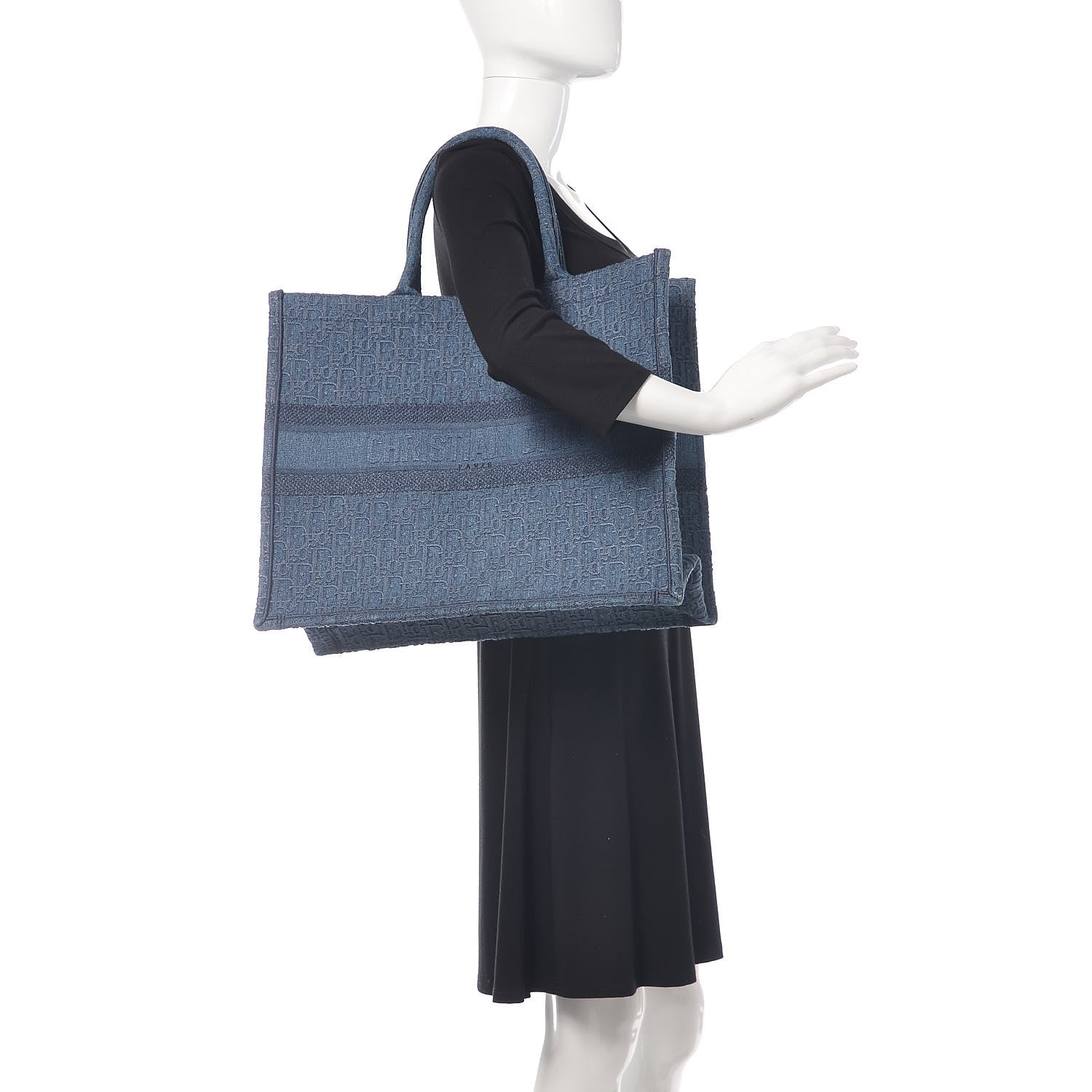 Christian Dior Oblique Denim Book Tote Denim Blue 2 of 8