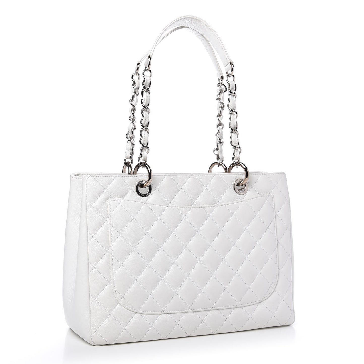 Caviar Quilted Grand Shopping Tote GST White