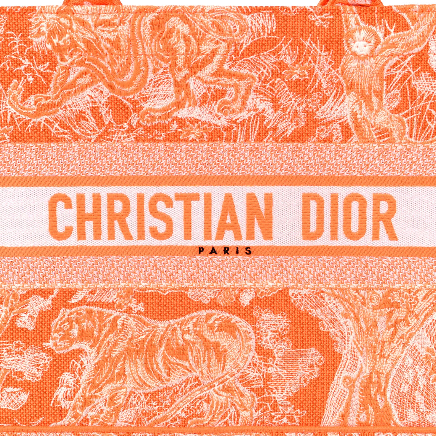 Canvas Embroidered Medium Dioriviera Toile De Jouy Book Tote Orange