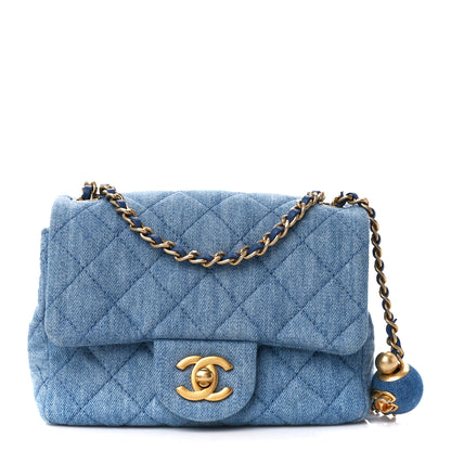 Chanel Denim Quilted Mini Pearl Crush Flap Blue 1 of 11