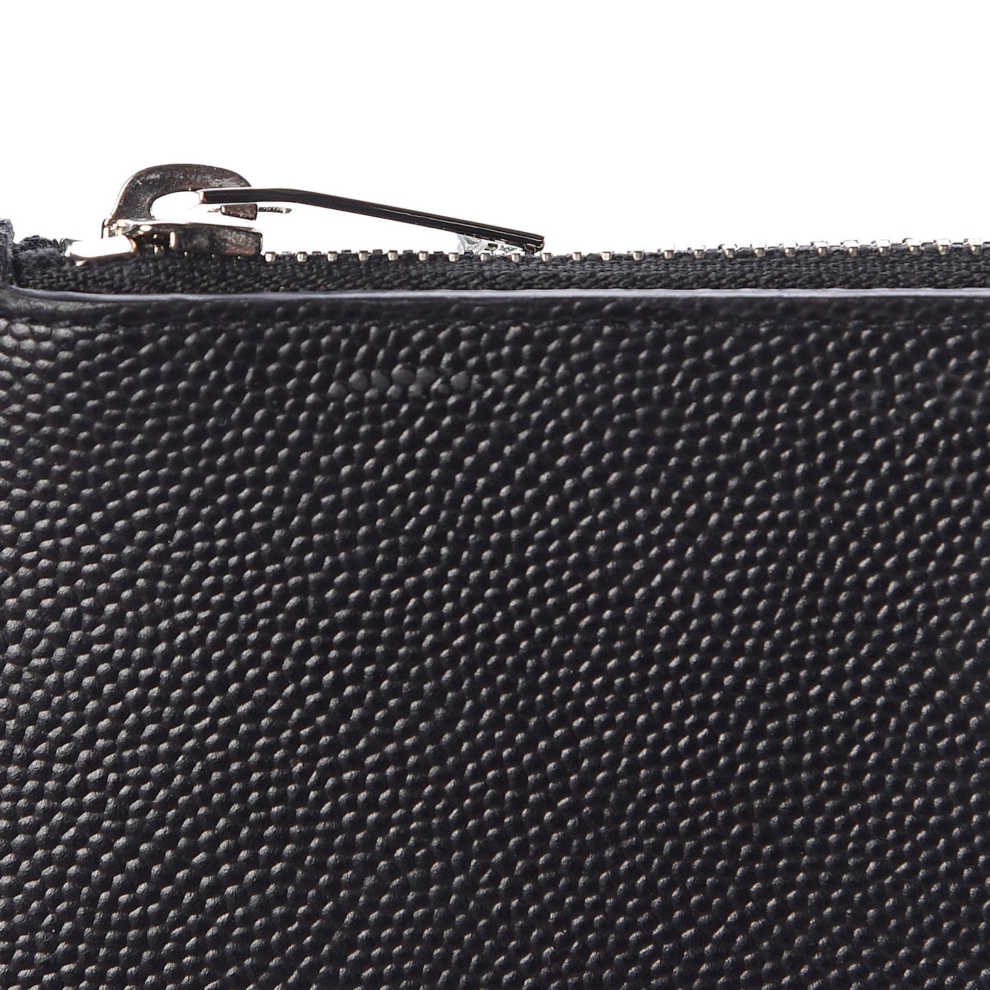 Grained Calfskin 5 Fragments Zip Pouch Card Holder Black