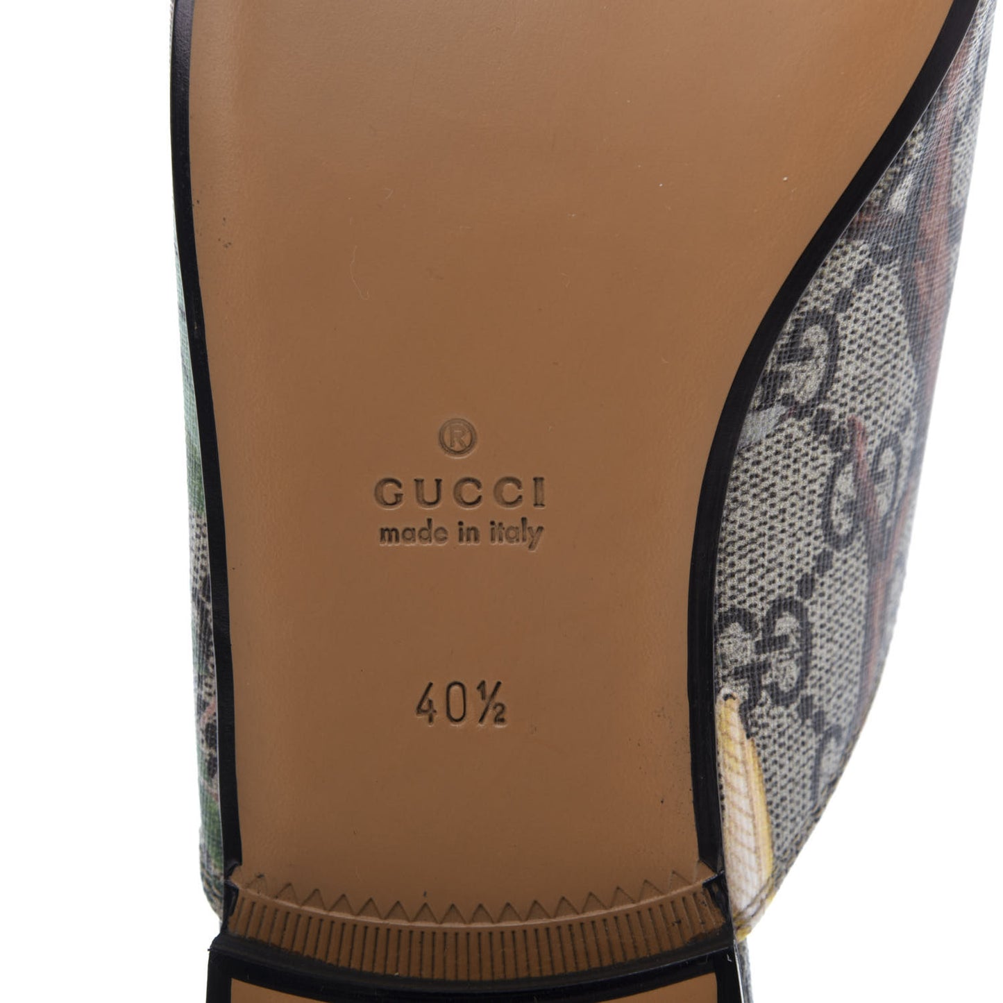 GG Supreme Monogram Tian Womens Princetown Slippers 40.5 Beige Ebony Multicolor