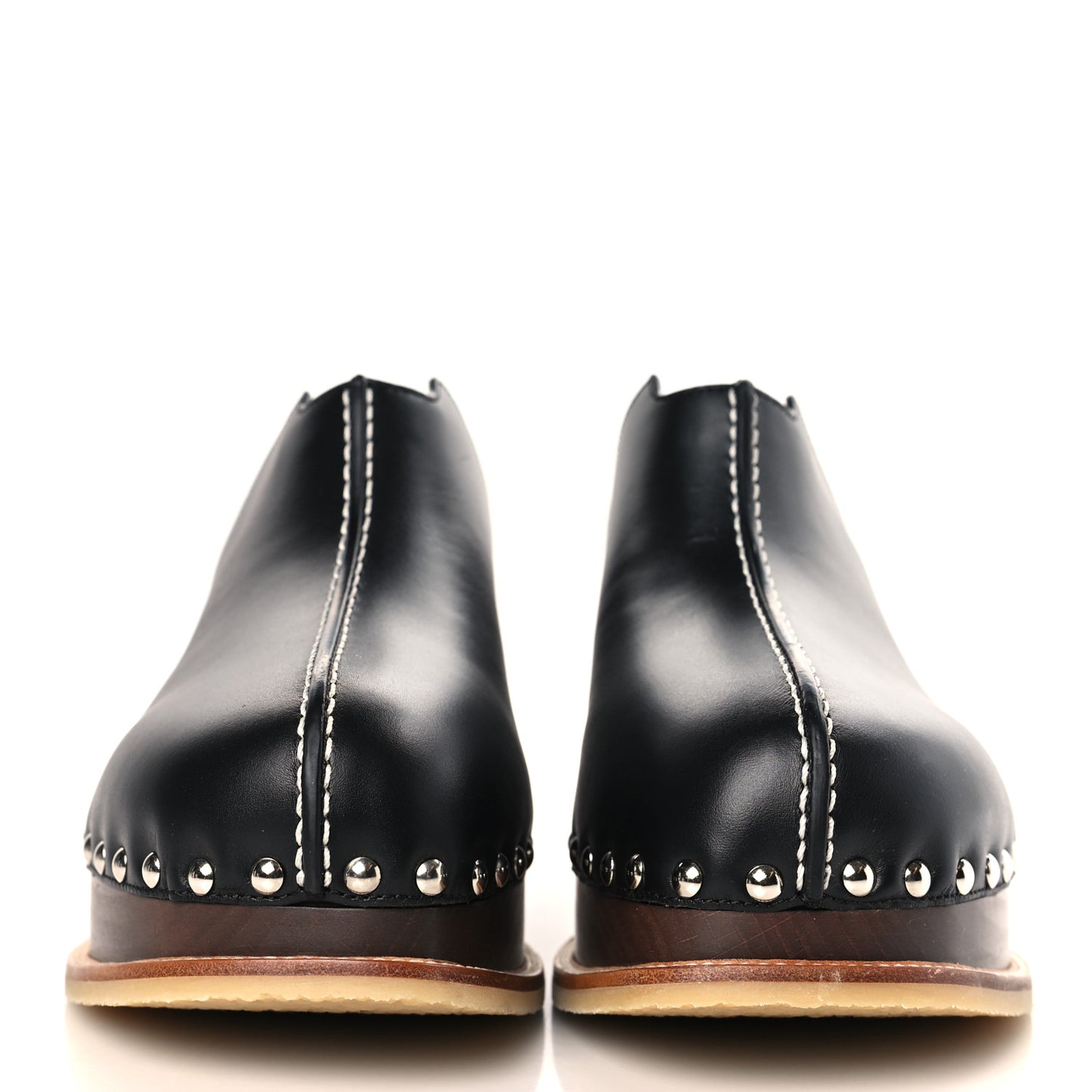 Calfskin Beechwood Earth Mules 38 Black
